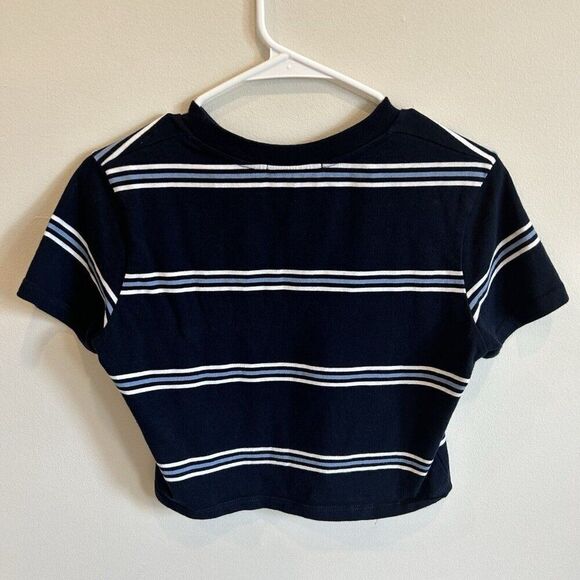 Brandy Melville Lot of 2 Striped Cropped Tees Made in Italy 100% Cotton One Size - Picture 3 of 12